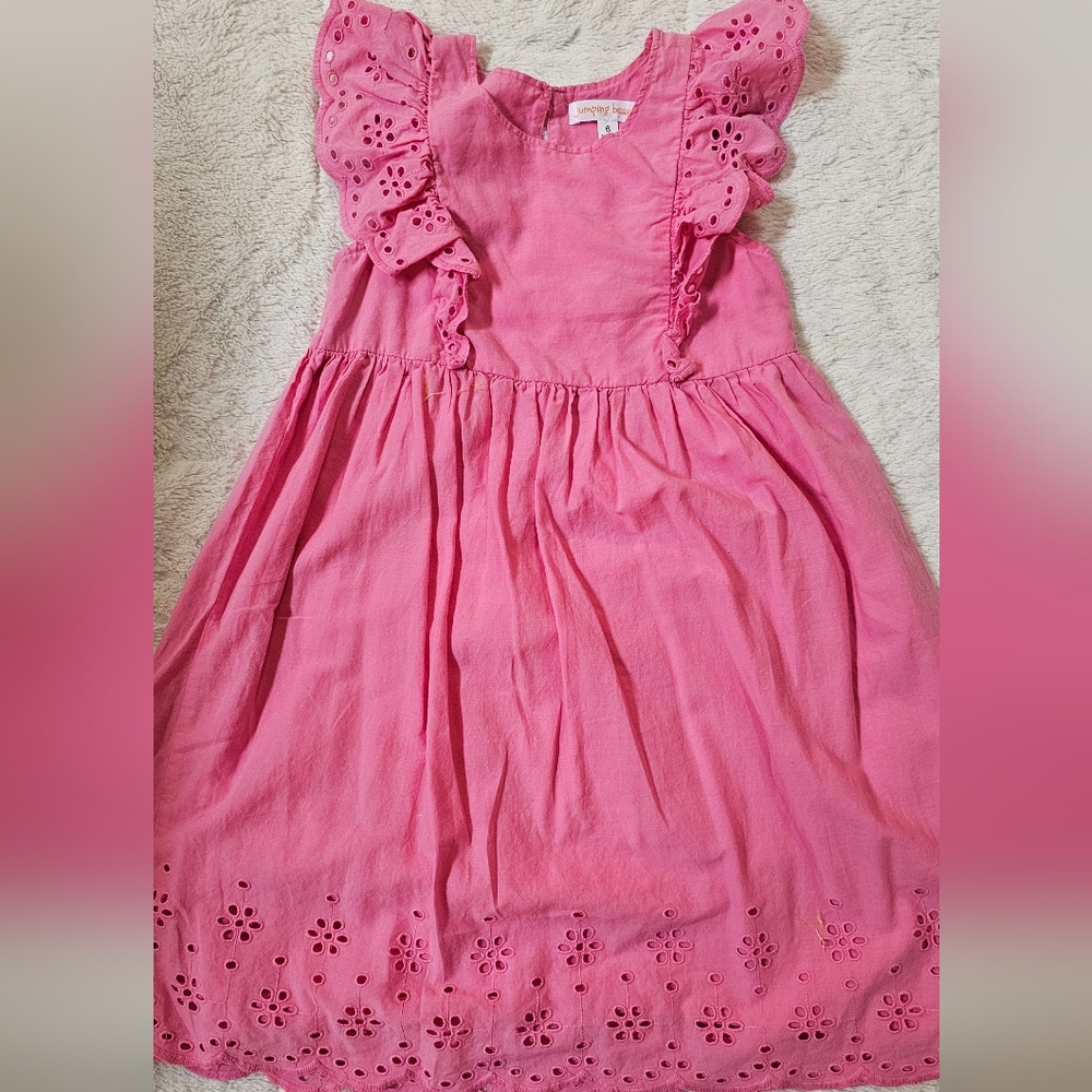 Jumping Beans Pink Eyelet Dress Girls Size 6